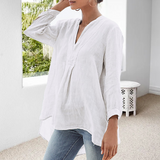 Chemisier décontracté de couleur unie avec col en V