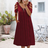 Robe Zippée Á Manches Courtes