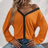 T-shirt Cardigan Gaufré à Manches Longues