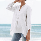 Chemisier décontracté de couleur unie avec col en V