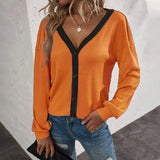 T-shirt Cardigan Gaufré à Manches Longues