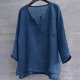 T-shirt Uni En Coton Et Lin