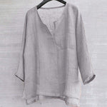 T-shirt Uni En Coton Et Lin