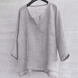 T-shirt Uni En Coton Et Lin
