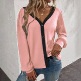 T-shirt Cardigan Gaufré à Manches Longues