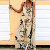 Combinaison à bretelles décontractée à imprimé lâche pour femmes