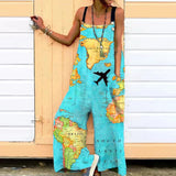 Combinaison à bretelles décontractée à imprimé lâche pour femmes