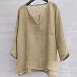 T-shirt Uni En Coton Et Lin