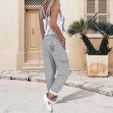 Pantalon à bavette rayé pour femmes à la mode décontractée