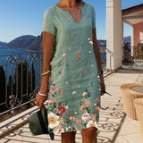 Robe En Coton Et Lin Á Fleurs