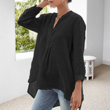 Chemisier décontracté de couleur unie avec col en V