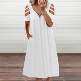 Robe Zippée Á Manches Courtes