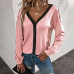 T-shirt Cardigan Gaufré à Manches Longues