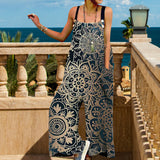 Combinaison à bretelles décontractée à imprimé lâche pour femmes