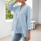 Chemisier décontracté de couleur unie avec col en V