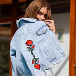 Denim Veste décontractée avec broderie - ciaovie