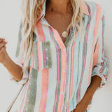 Chemise à Manches Longues et Revers Rayés