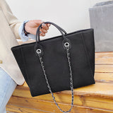 Sac fourre-tout en toile à bandoulière pour femmes, sac seau à sangle en chaîne