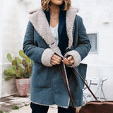 Veste en Peluche Épaisse à Revers