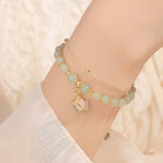 Wotian Jade Bracelet Porte-bonheur en Feuille d'Or
