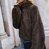 Sweat-shirt en molleton à manches longues et fermeture éclair pour femmes