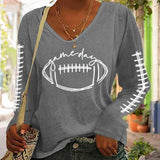 T-shirt décontracté à manches longues Gameday Football Lover pour femme