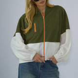 Manteau en molleton à empiècements multicolores