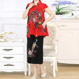 costume deux pièces en coton et lin pour personnes âgées