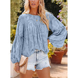 Elégant chemisier unicolore à manches longues