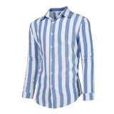 Chemise Rayée Boutonnée à Manches Longues pour Hommes