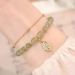 Wotian Jade Bracelet Porte-bonheur en Feuille d'Or