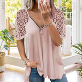 T-shirt zippé en dentelle élégante