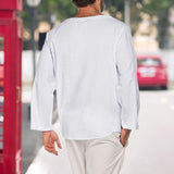 T-shirt Décontracté Á Manches Longues Et Col En V Pour Hommes