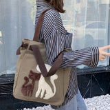 Sac à Bandoulière en Toile d'impression de Chat de Grande Capacité