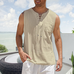 t-shirt en coton et lin à lacets