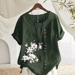 Chemise En Lin Et Coton Á Fleurs