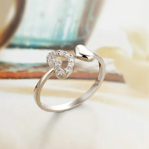 Bague Découpe Double Coeur