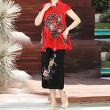 costume deux pièces en coton et lin pour personnes âgées