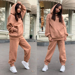 Sweat à capuche décontracté deux pièces de couleur unie