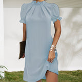 Robe mi-longue à manches lanterne