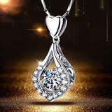 Collier en pierre de goutte d'eau de coeur scintillant