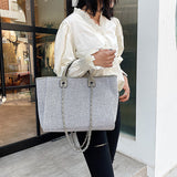 Sac fourre-tout en toile à bandoulière pour femmes, sac seau à sangle en chaîne