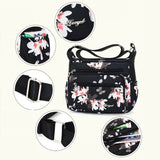 Sac à main à bandoulière en nylon multi-poches pour femme