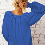 Chemise Décontractée en Mousseline de Soie à Manches Longues et à Col en V