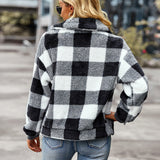 Manteau en Molleton Épais à Carreaux