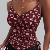 Débardeur décontracté à col en V imprimé pour dames