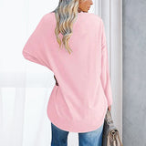 T-shirt ample à manches longues et col en V pour femmes