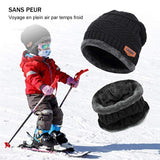 Ensemble Hiver Bonnet avec Écharpe en Tricot