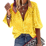 chemise à revers à pois