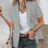 Blazer Uni à Manches Courtes et Revers Décontractés